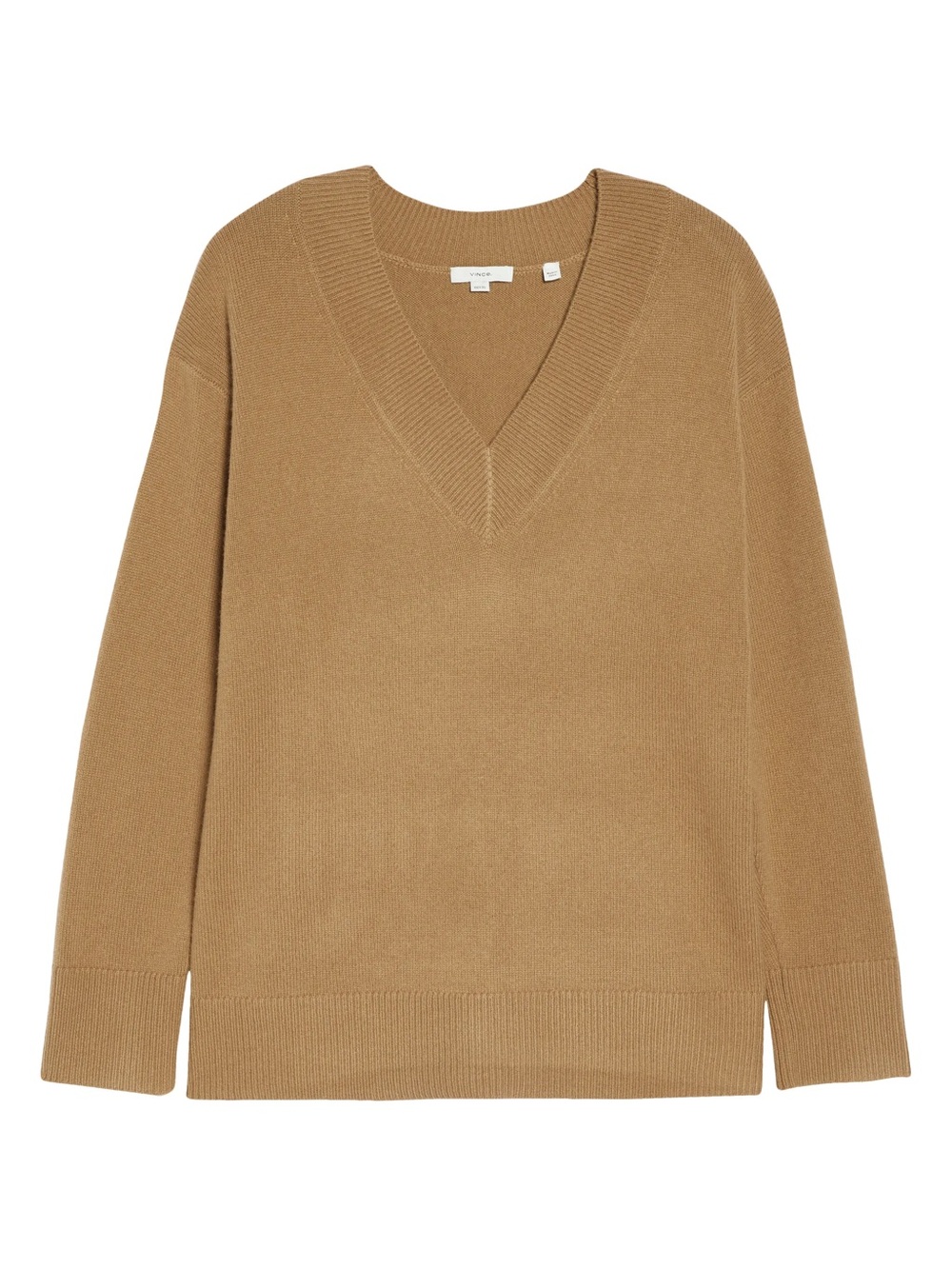 Vince Tan Wool-Cashmere V-Neck Sweater size Small